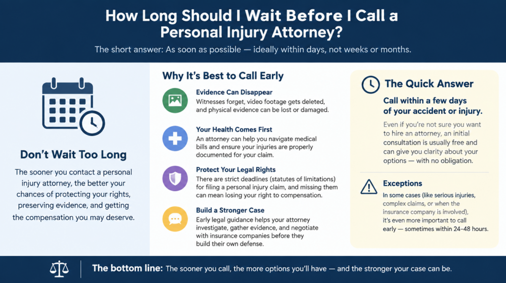How Long Should I Wait Before I Call a Personal Injury Attorney?