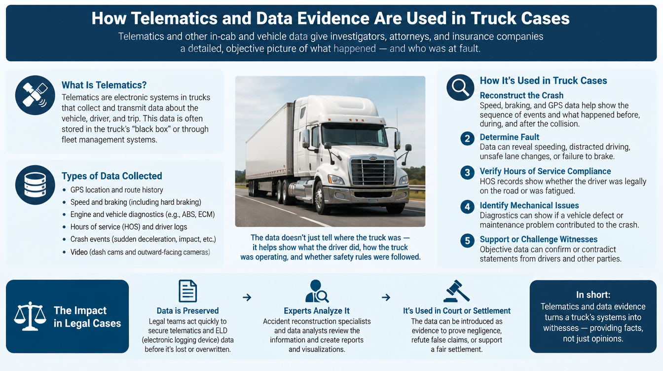 How Telematics and Data Evidence Are Used in Truck Cases