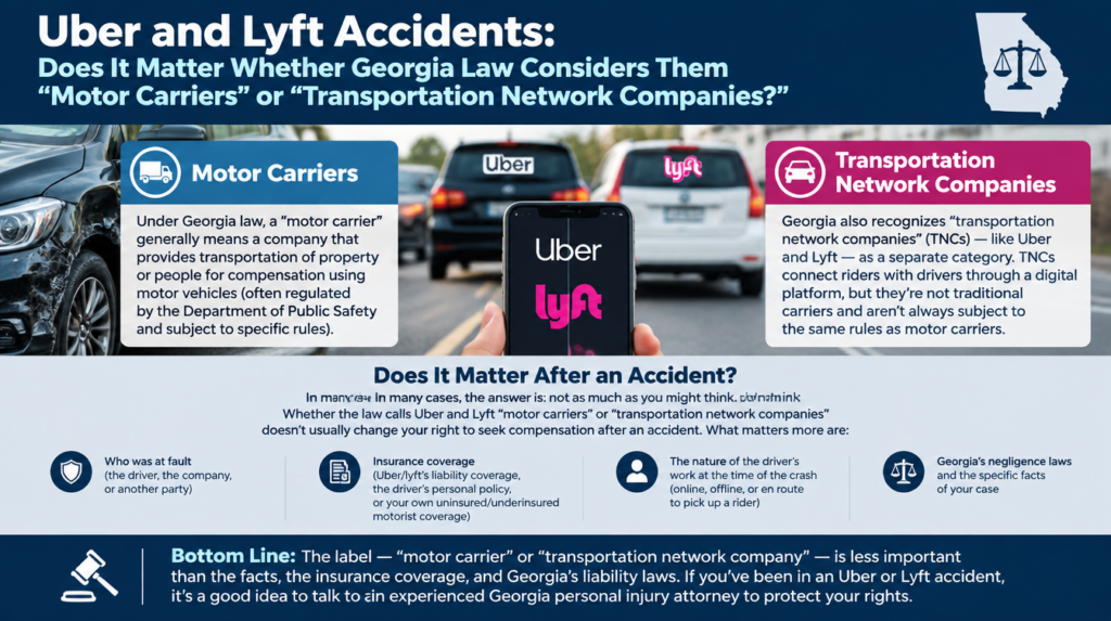 Uber and Lyft Accidents: Does it Matter Whether Georgia Law Considers Them “Motor Carriers” or “Transportation Network Companies?”