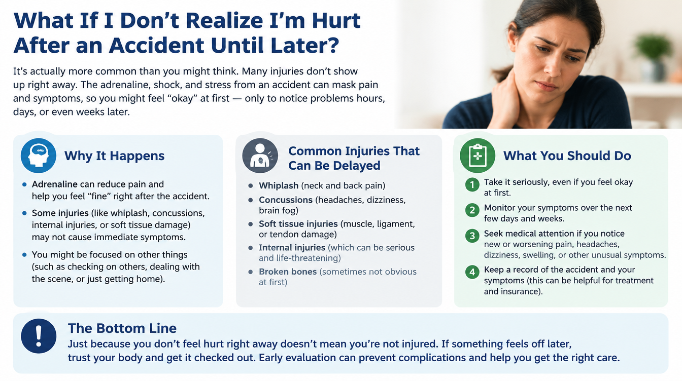 What If I Don’t Realize I’m Hurt After an Accident Until Later?